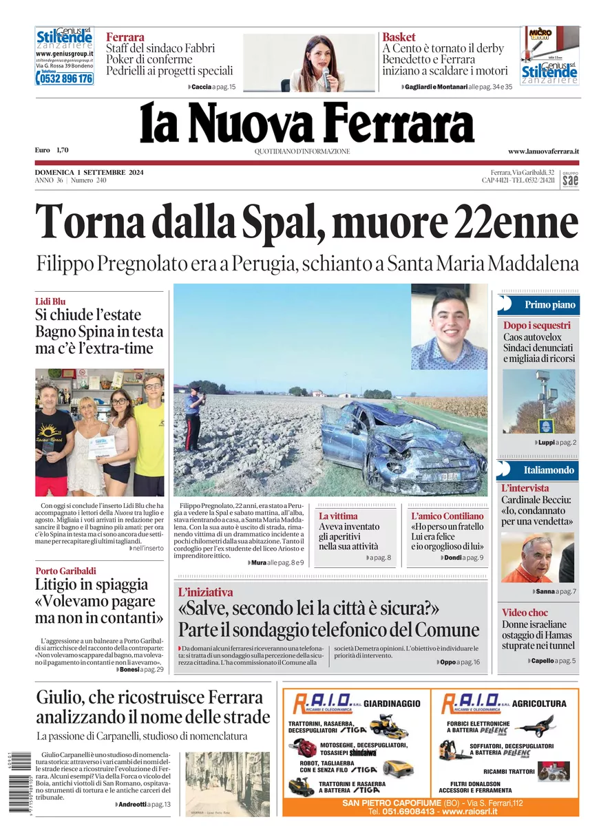 Prima-pagina-nuova ferrara-oggi-edizione-del-2024-09-01